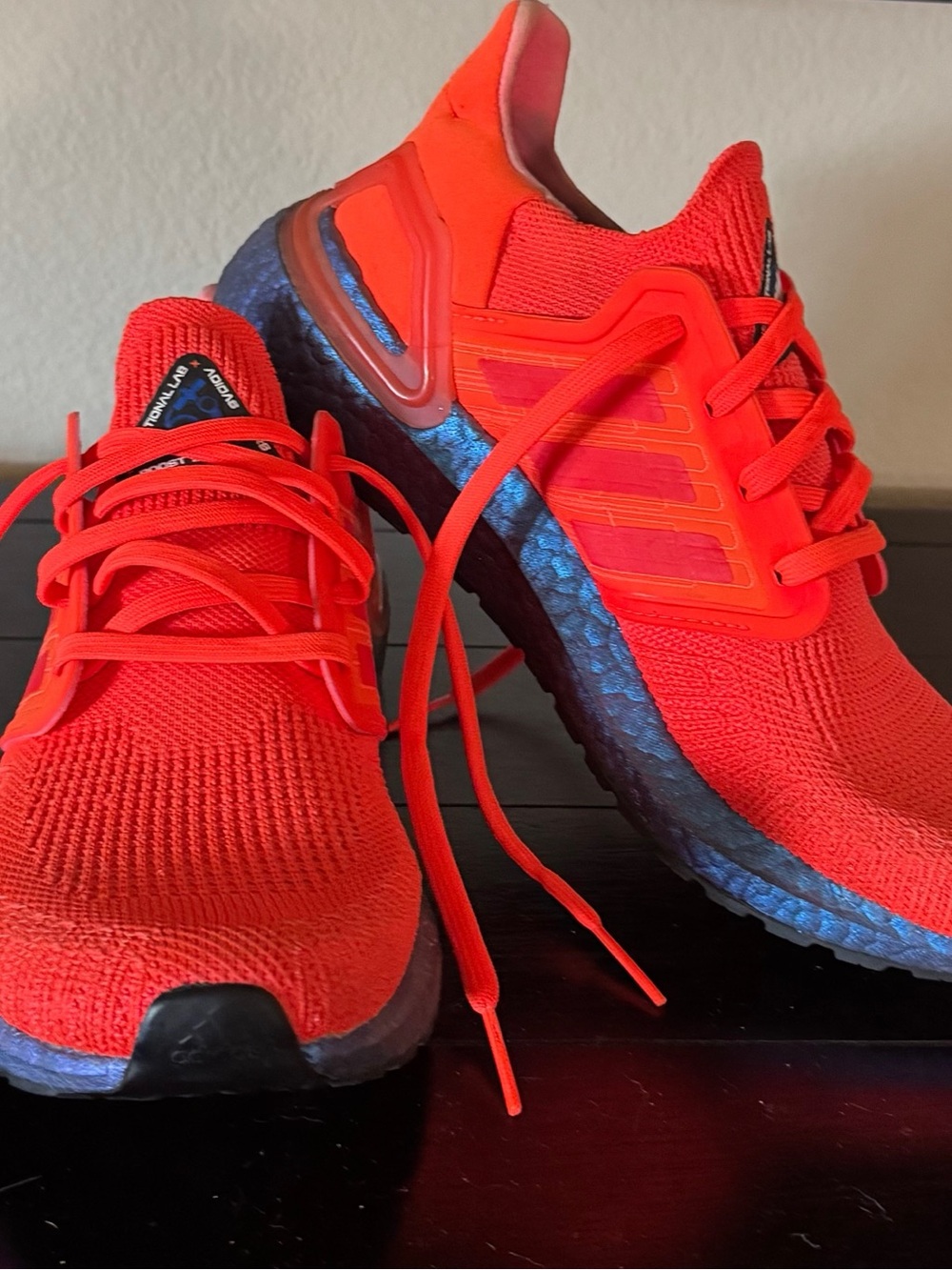 adidas Bright Red Knit Lace-Up Sneakers